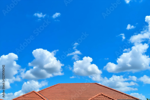 Red tiled roof against a vi...