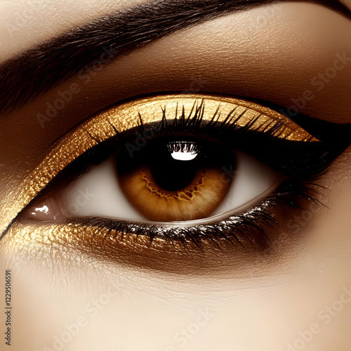 Close-up of Eye with Gold M...