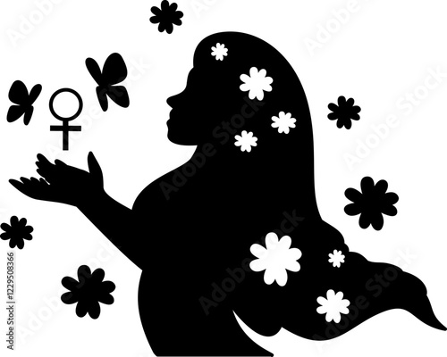 International women day silhouette illustration