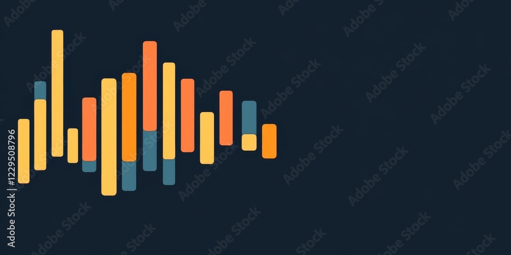 Obraz premium Investment Chart With Candlestick Graph On Dark Background, Featuring Neon Yellow, Orange, And Blue