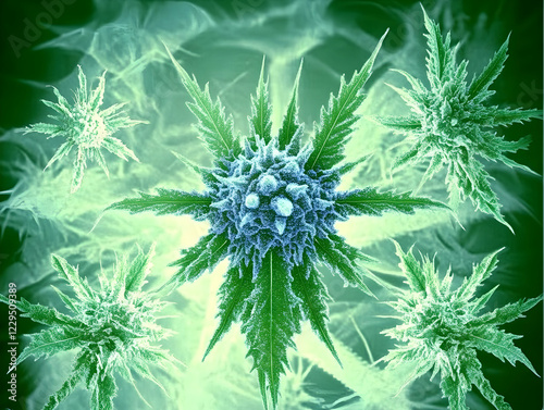 Frosty Green Plant Forms a ...