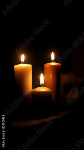 Three Lit Candles Illuminat...
