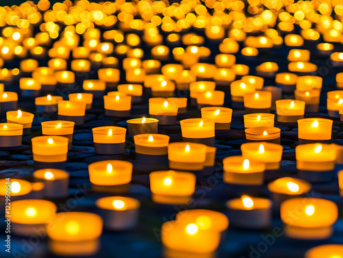 Numerous Lit Candles Create...