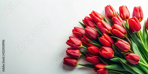 Tilt-Shift Red Tulip Bouquet Flat Lay