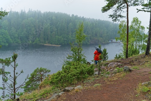  Valaam Island, Russia, July 12, 2024. Rainy day on the island.                               photo