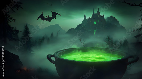Glowing Cauldron with Green...