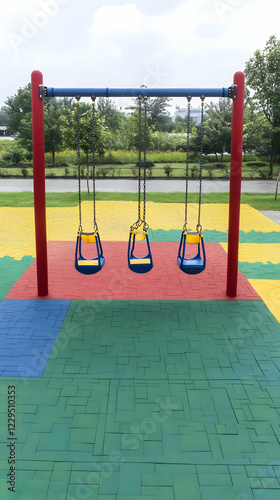 Three Empty Swings Hang on ...