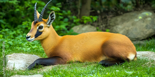 Alert klipspringer rests pe...