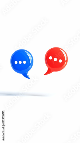 3D Red and Blue Speech Bubb...