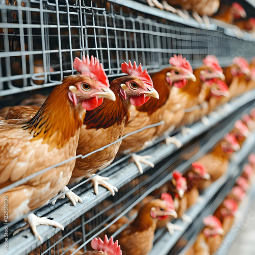 Brown Chickens Look Out Fro...