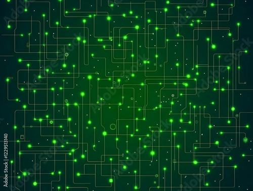 Wallpaper Mural Green Circuit Board Pattern Illustrates Electronic Connections with Glowing Nodes on Dark Background Torontodigital.ca
