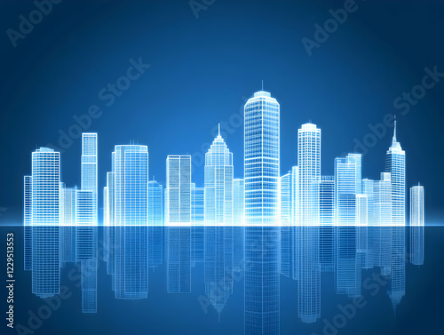 Abstract Glowing Cityscape ...