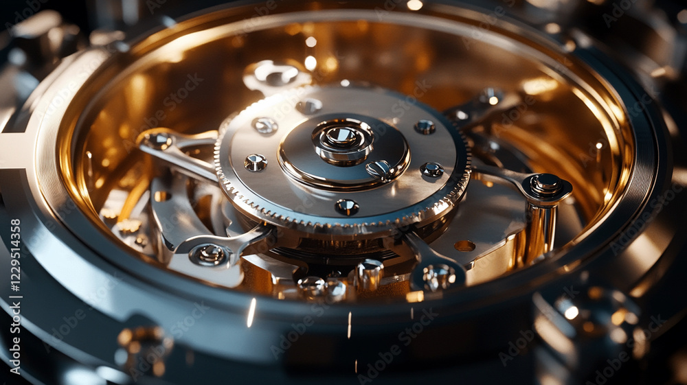 Close-up view of a luxurious mechanical watch movement showcasing intricate gears and craftsmanship Close-up view of a luxurious mechanical watch movement showcasing intricate gears and craftsmanship