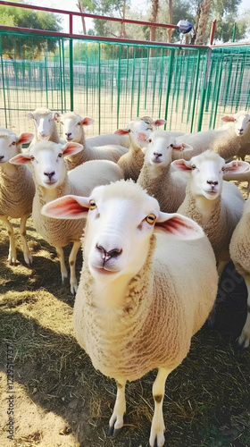 Flock of Sheep Stands Toget...