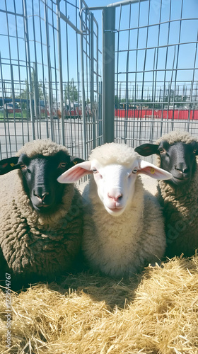 Three Sheep Pose for a Phot...