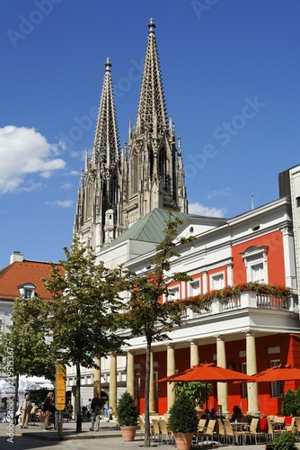 Former fire brigade headquaters on Neupfarrplatz, cathedral, Regensburg, Upper Palatinate, Bavaria, Germany, Europe photo