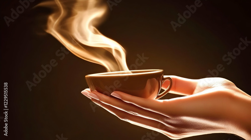 A Hand Holds a Steaming Cup...