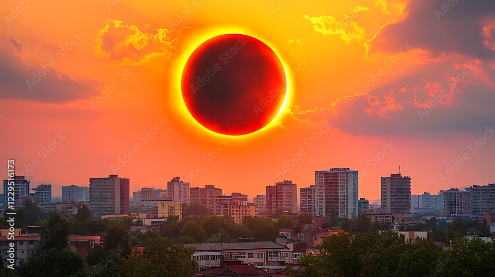 Fototapeta premium A spectacular view of a total solar eclipse from space, with the corona glowing.