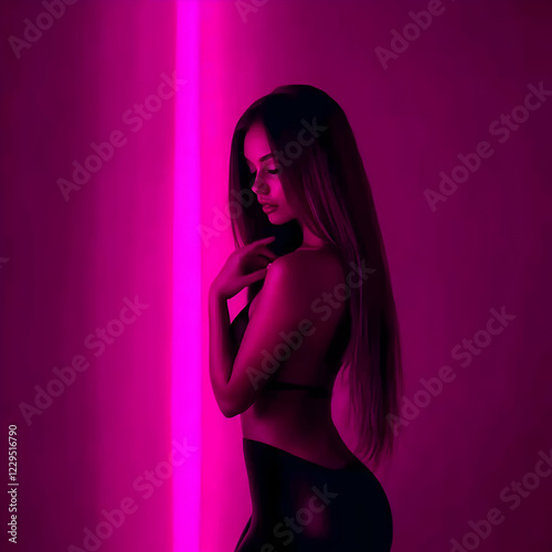 Sensual Woman Poses in Pink...