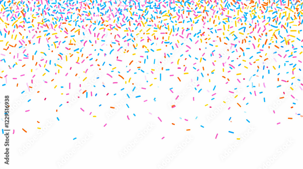 Colorful Sprinkles Falling onto a White Background Create a Festive and Sweet Design Colorful Sprinkles Falling onto a White Background Create a Festive and Sweet Design