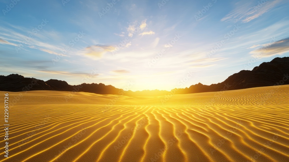 Fototapeta premium Golden Desert Sunset Landscape