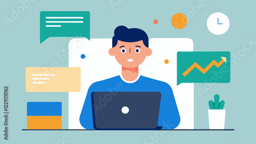 Virtual Meeting A selfemployed individual on a laptop video call with a tax advisor with charts and tax forms visible on the screen conveying an informative discussion about tax