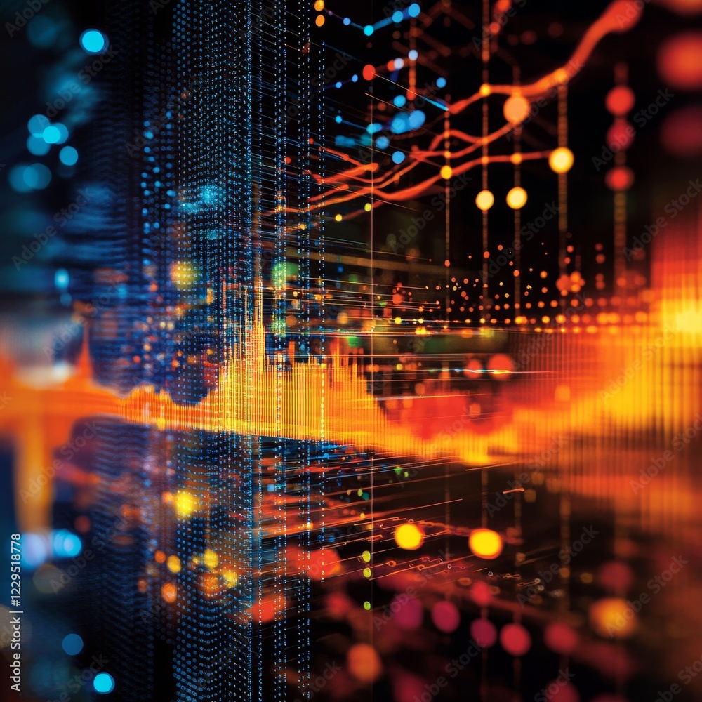 Fototapeta premium Dynamic Data Visualization: Exploring Technology Through Stunning Digital Graphs