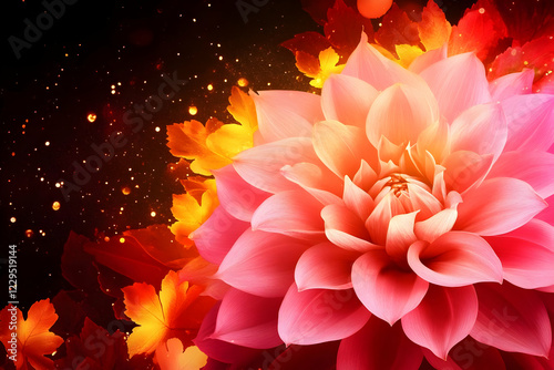 Pink Dahlia Bloom with Autu...
