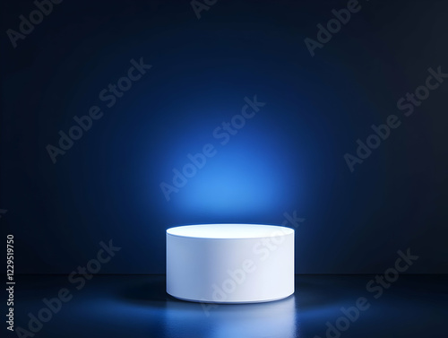 White Cylinder Podium on Bl...