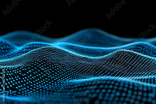 Abstract 3D Blue Wave Mesh ...