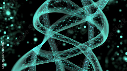 Glowing Teal DNA Double Hel...