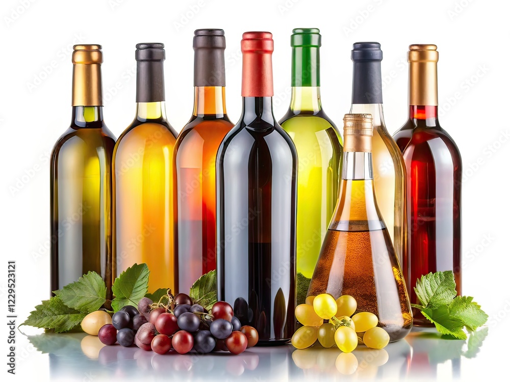Obraz premium Wine Bottle Photography Isolated White Background AI Art