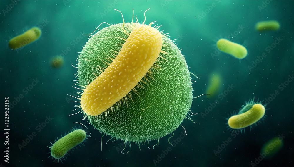 Naklejka premium Generated image, The invisible microscopic world, the image of pathogens