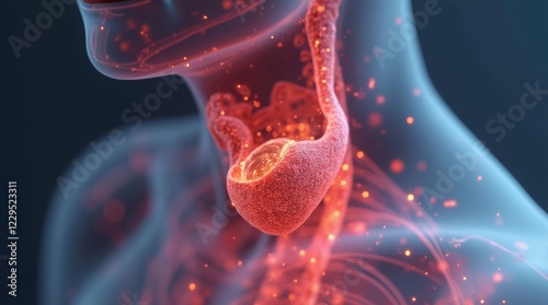 Thyroid gland cancer. showing thyroid gland with tumor. 3d illustration