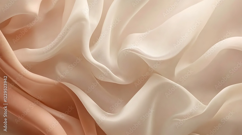 Fototapeta premium Elegant Draped Beige and Peach Silk Fabric