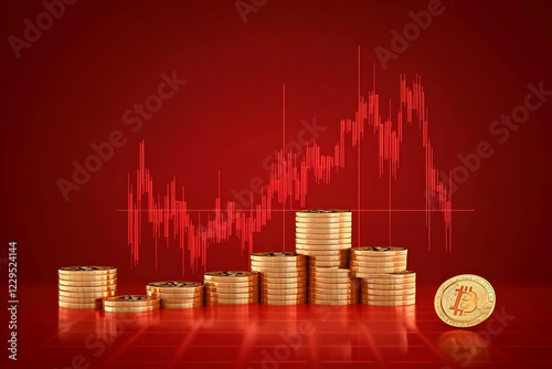 Gold Coins Stacked High wit...