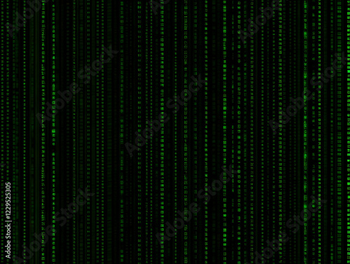 Digital Rain of Green Numbe...