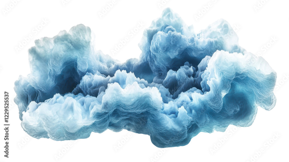 Fototapeta premium Blue cloud floating with transparent background representing abstract shapes. Transparent background