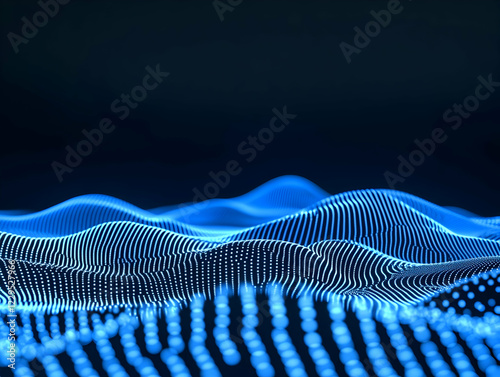 Abstract Blue Particle Wave...