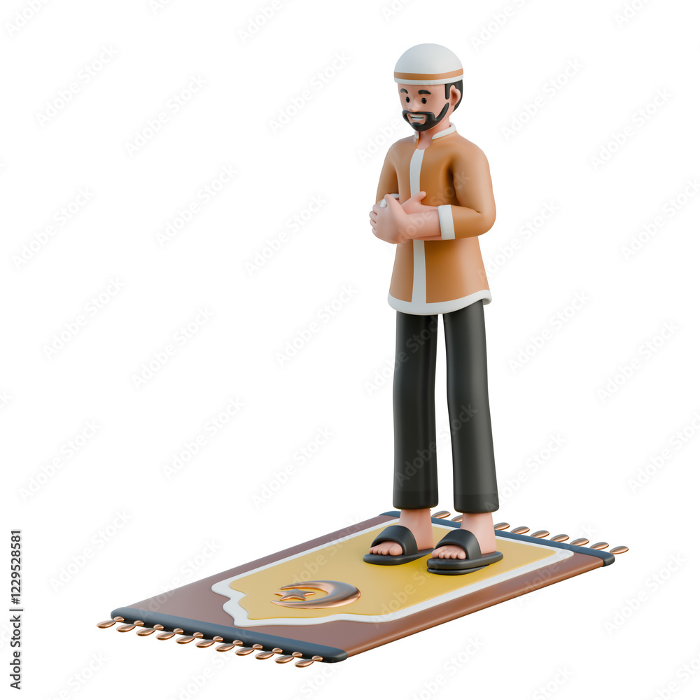 muslim are praying 3d character illustration muslim are praying 3d character illustration