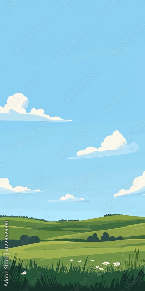 Fototapeta premium Serene Summer Landscape with Rolling Hills