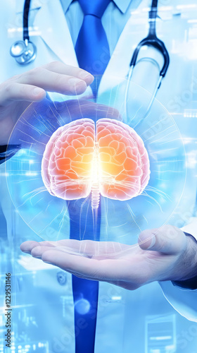 Doctor Holds Glowing Brain ...