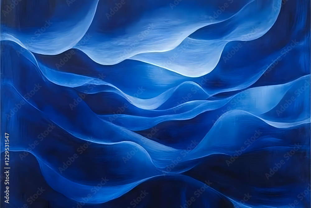 Obraz premium Abstract Blue Waves Canvas Art, Interior Design, Wall Decor