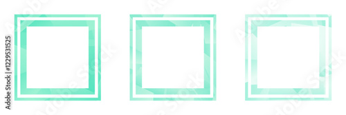 Set of three modern geometric style business borders. Square content blank turquoise frame set.