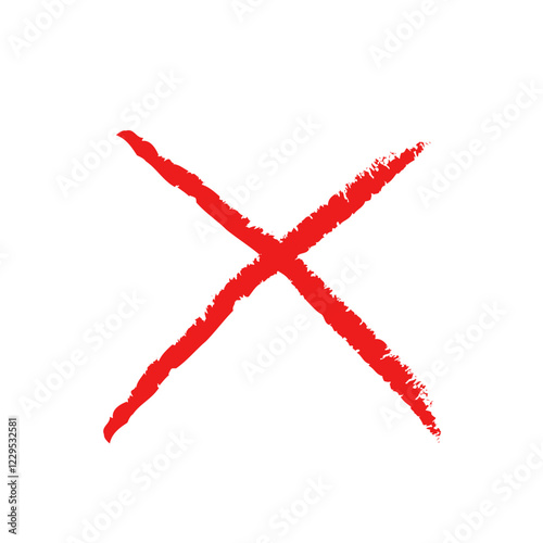 Vector grunge red painted X mark. Crossed X symbol. Cross design element to cancel, reject and refuse something.