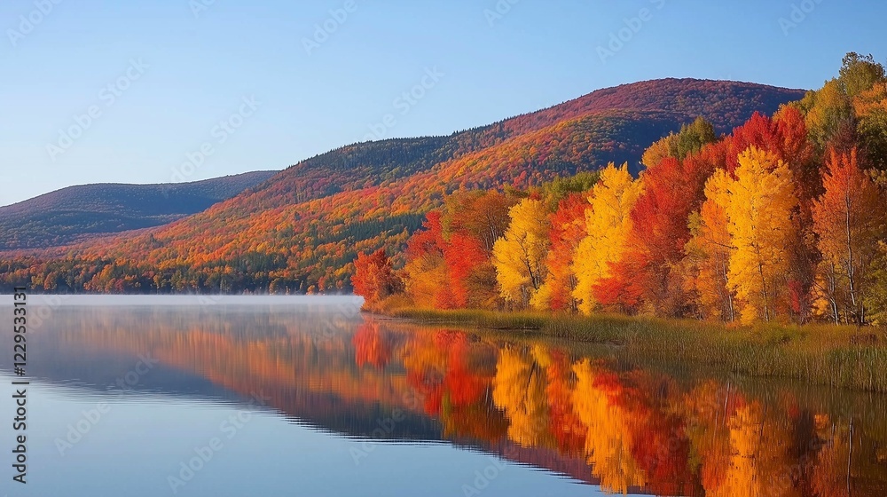 Captivating Autumn Serenity: A Reflective Lake Experience Captivating Autumn Serenity: A Reflective Lake Experience