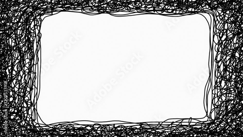 Seamless looping stop motion animation of a hand-drawn scribble frame. Ideal for titles, overlays, or quirky video projects.  Black and white, textured aesthetic.