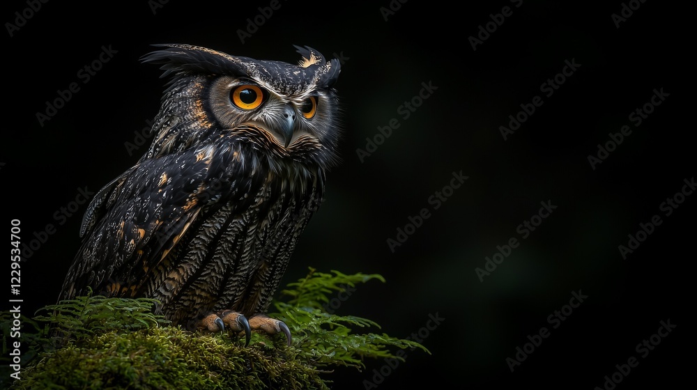 Mystical Encounter: A Wise Owl on a Mossy Branch Mystical Encounter: A Wise Owl on a Mossy Branch