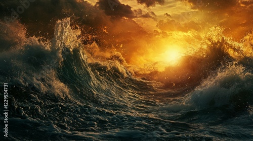 Epic Sunset Waves: Nature's Raw Power