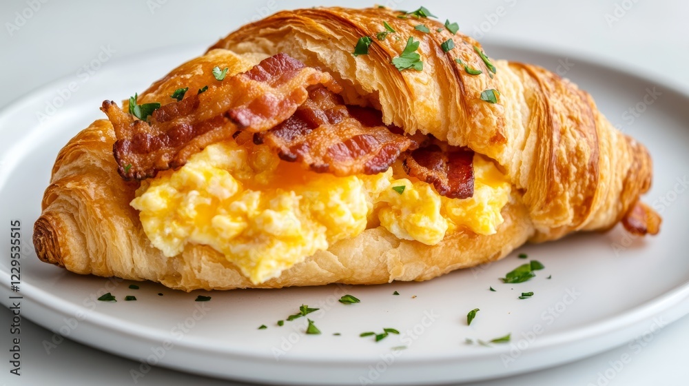 Delicious Bacon Egg and Croissant Breakfast Sandwich Delicious Bacon Egg and Croissant Breakfast Sandwich